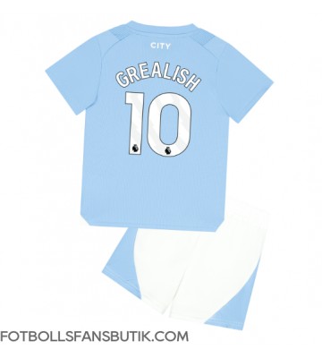 Manchester City Jack Grealish #10 Replika Hemmatröja Barn 2023-24 Kortärmad (+ Korta byxor)